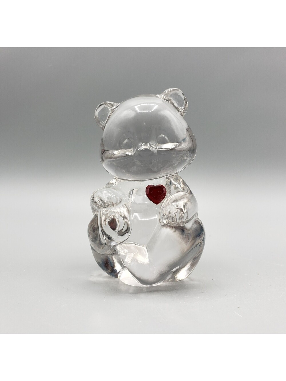 Vintage Fenton Art Glass Birthday Bear July Ruby Heart Figurine Paperweight